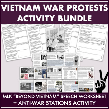 Preview of Vietnam War Protest BUNDLE: Resistance Stations + MLK Worksheet