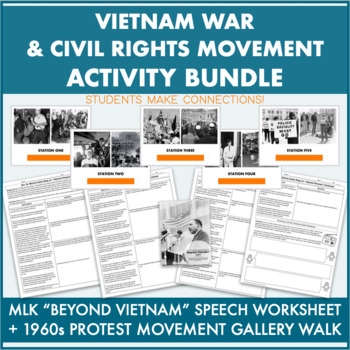 Preview of Vietnam War Protests & Civil Rights Movement BUNDLE:Gallery Walk + MLK Worksheet