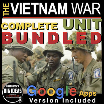 Preview of Vietnam War Unit: PPTs, Worksheets, Guided Notes, Kahoot, Test + Google Apps