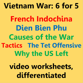 Preview of Vietnam War Video Worksheets: 6 for 5!