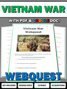 Preview of Vietnam War - Webquest with Key (Google Doc Included)