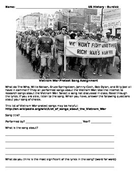 Vietnam War Worksheets by Jonathan James | Teachers Pay ...