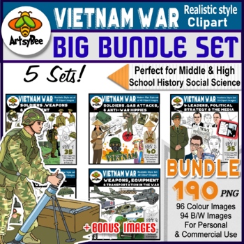 Preview of Vietnam War realistic Clipart History BIG BUNDLE SET - 190 images