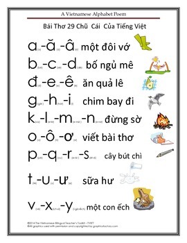 Vietnamese Letters Alphabet Poem By The Vietnamese Bilingual Teacher S Toolkit