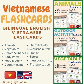 Preview of Vietnamese flash cards bundle (with English translations) | 900+ flashcards
