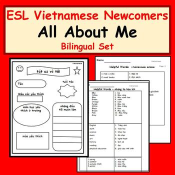 Preview of Vietnamese to English: All About Me - ESL Newcomer Activities - Back-to-School