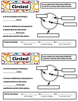 Preview of Viewer Handout for Brainpop about Circles