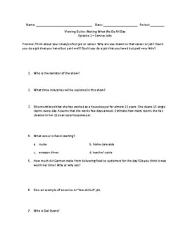 Preview of Viewing Guide: Working What We Do All Day S1E1 - Service Workers
