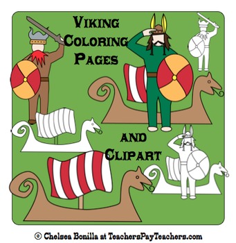 Preview of Viking Clipart and Coloring Pages