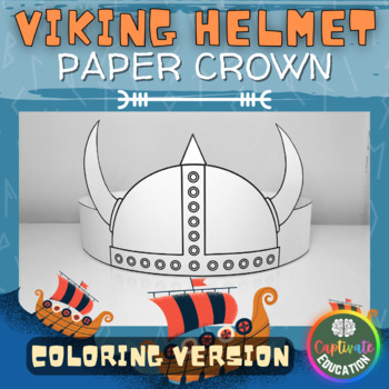 Preview of Viking Helmet Paper Crown Halloween Craft Hat Activities Fun Coloring Version