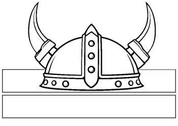 Preview of Viking Helmet Paper Crown Printable Coloring Craft Activity for Kids -Style 2-4K