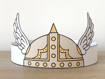 Viking Helmet Paper Crown Printable Coloring Craft Activity for kids