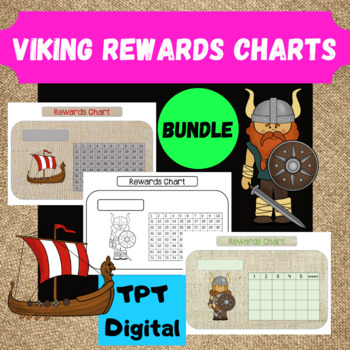 Preview of Viking Rewards chart Bundle Printable Letter & A4 plus TPT Easel