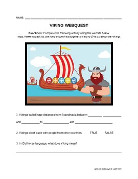 Preview of Viking Webquest with Key