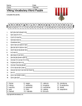 vikings word search and vocabulary worksheet printables by lesson machine