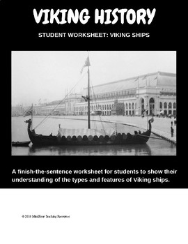 Preview of Viking ships, student worksheet, finish the sentences