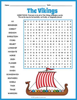 age of the vikings word search by puzzles to print tpt