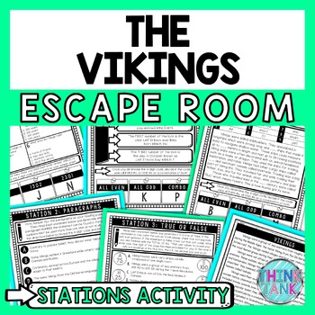 Preview of Vikings Escape Room Stations - Reading Comprehension Activity