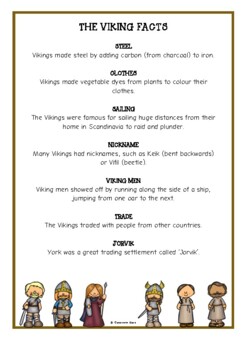 Preview of The Vikings Fun Facts Printables