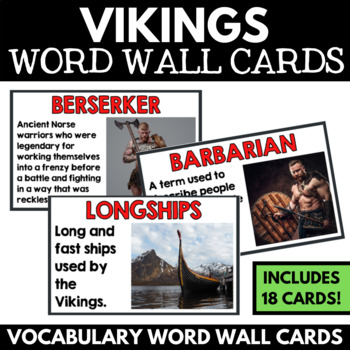 Preview of Vikings Unit Word Wall Cards - Viking Vocabulary Activities