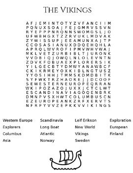 Preview of Vikings Wordsearch, Classroom Activity, Distance Learning