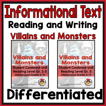 Preview of Villains and Monsters Reading Comprehension and Standards-Based Unit | Halloween