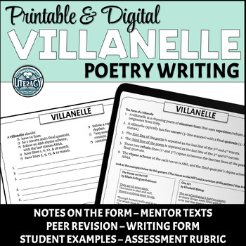 Preview of Villanelle - Poetry Writing - Poem Writing Form to Guide Process