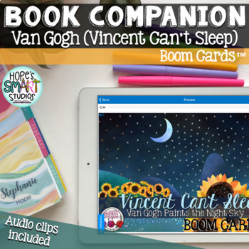 Preview of Vincent Can't Sleep: Van Gogh Paints the Night Sky - Book companion (BOOM CARDS)