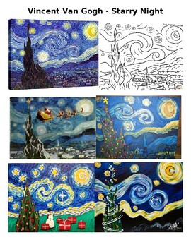 Preview of Vincent Van Gogh Parody Art Starry Night - Three Artwork Templates 4 5 6 7 8 9