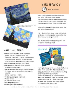 Vincent Van Gogh Starry Night PAINTING Lesson Plan Pack with Worksheets