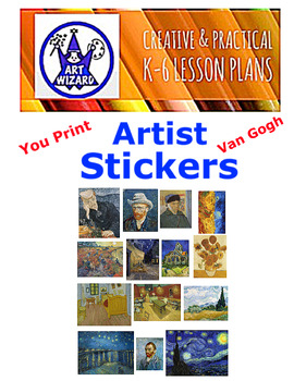 Vincent Van Gogh, 14 Stickers - You Print, Post-Impressionist Artist