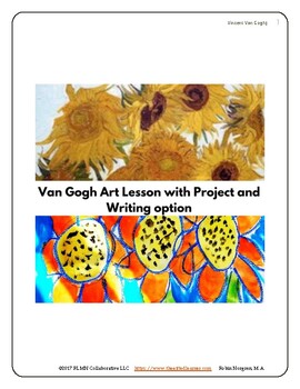 Preview of Vincent Van Gogh Sunflowers Art lessonK-4th grade History Dutch Expressionist