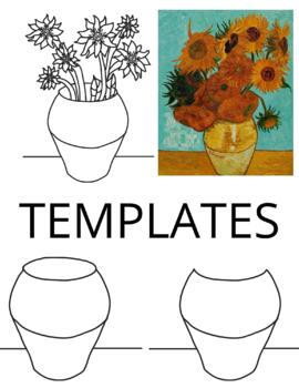 Preview of Vincent Van Gogh Vase Template and Lesson Plan Poinsettia or Sunflower