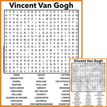 Preview of Vincent Van Gogh Word Search