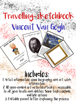 Preview of Vincent Van Gogh - travelling sketchbook tasks and art history lessons