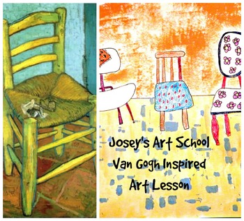 Preview of Vincent VanGogh Art Lesson Chairs Grades 3-5 History Lesson and Project