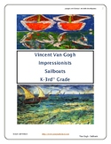 Vincent VanGogh Sailboats Art lesson K 3rd Grade Line Draw