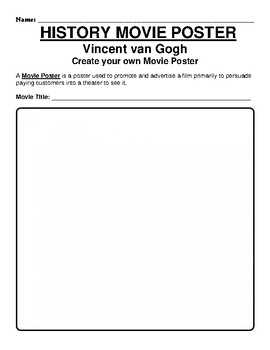 Preview of Vincent van Gogh "Movie Poster" WebQuest & Worksheet