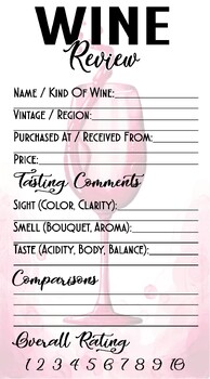 Preview of Vineyard Chronicles Wine Review - 1 page template