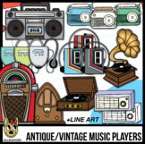 Vintage, Antique, Retro Music Players, Record Player Clip Art