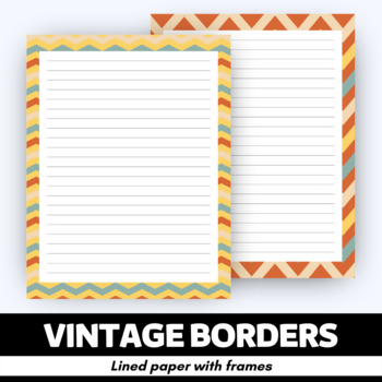 Preview of Vintage Borders - Lined Writing Papers with Frames