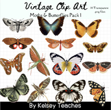 Vintage Butterfly Moth Clip Art 1 | Moveable Pieces | Boho