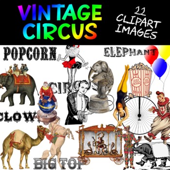 vintage circus animals clipart