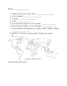 Preview of Vintage Coin Collection worksheet