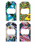 Vintage Colorful Art Deco Butterfly Patterned Tags