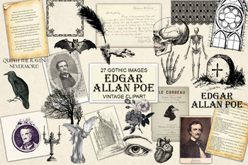 Preview of Vintage Edgar Allan Poe Clipart Images