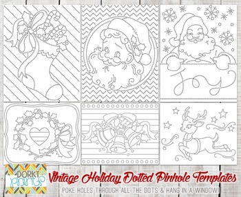 Preview of Vintage Holiday Dotted Pin Hole Art Templates