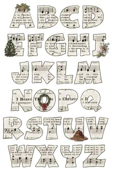 Preview of Vintage Inspired Christmas Music Alphabet Clip Art