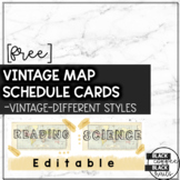 Vintage Map Schedule Cards