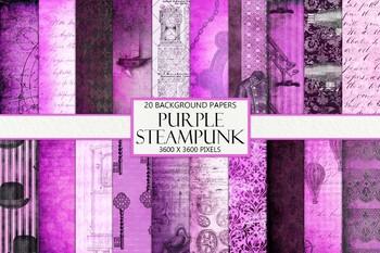Vintage Pink Grunge Steampunk Scrapbook Background Papers Digital Design